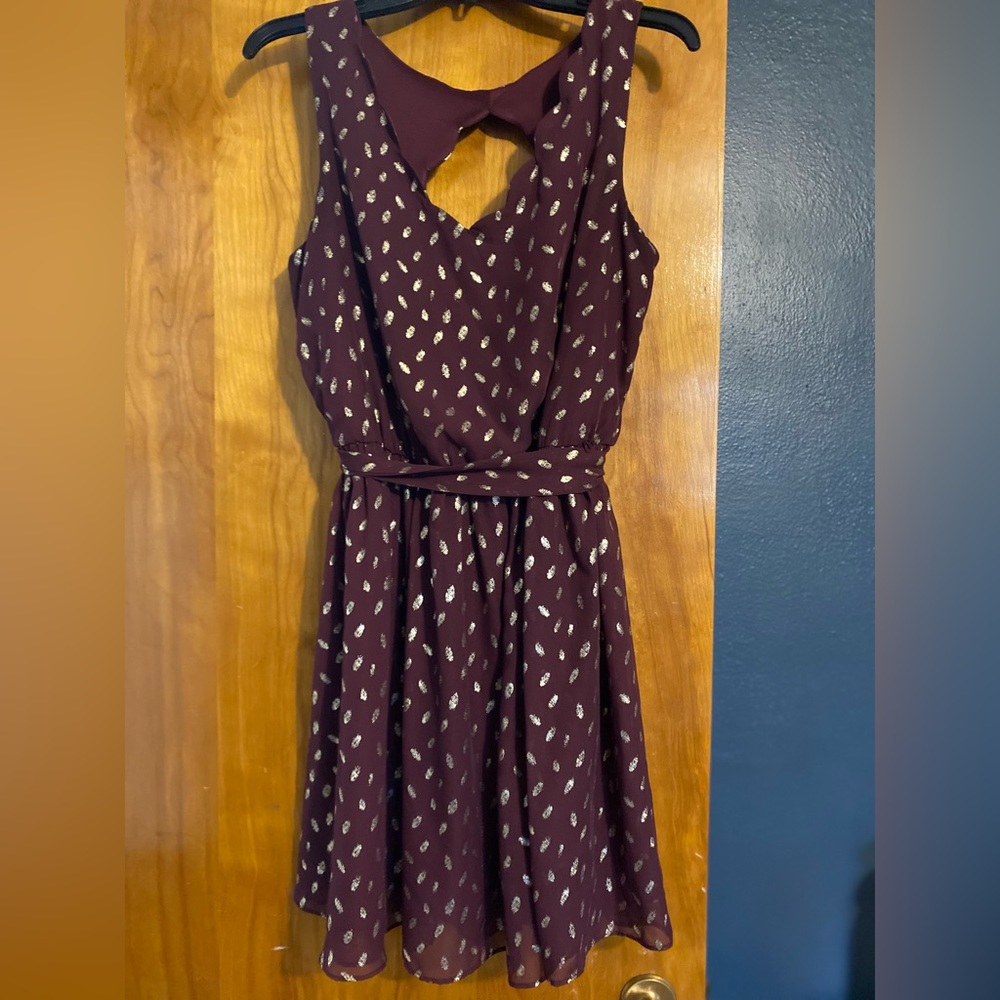 Short Maroon and Gold Dress